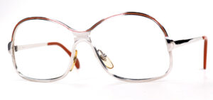 80er Jahre Vintage Brille mit breitem Metallrand, in silber