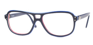 True-Vintage Brillengestell aus den 80er Jahren, blau mit Doppelsteg