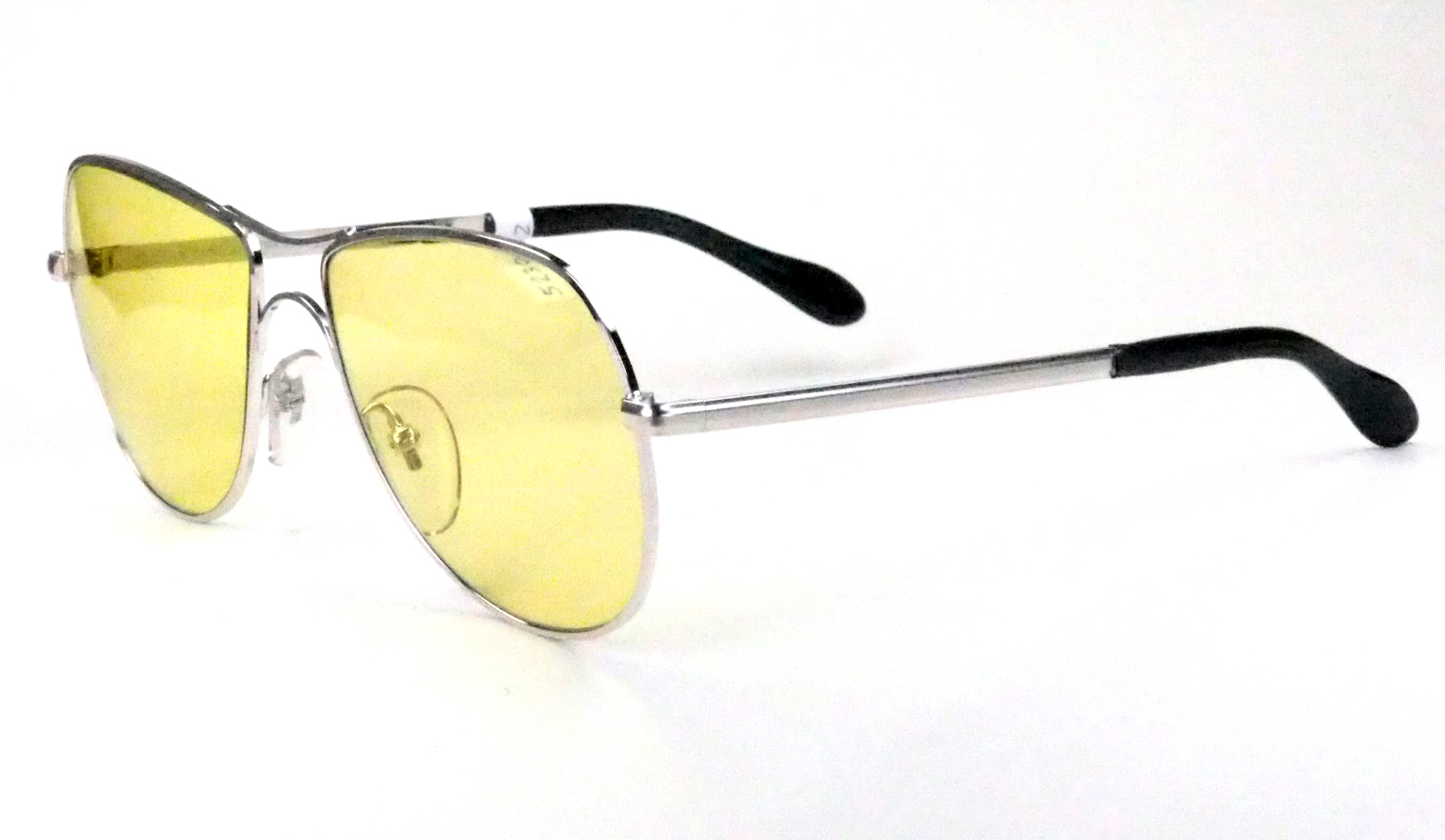 Vintage Sonnenbrille aus den 80er Jahren, in silber und mit gelben Kunststoffgläsern – Bild 2
