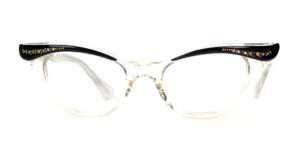 Ku`damm 59 Brille der 60er Jahre, Cateye-Brille schwarz mit Strass, original aus den 60ern