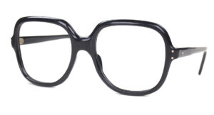Große, schwarze Vintagebrille der 70er Jahre mit genieteten Scharnieren